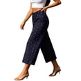 thumbnail image 3 of Costeam Womens Polka Dot Wide Leg Pants Drawstring Elastic High Waist Lightweight Crinkle Woven Dual Side Pockets Solid Base Casual Vacation Trousers, 3 of 5
