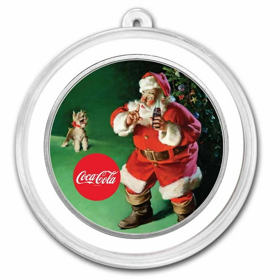Coca-Cola® 1 oz Silver Santa Round in Ornament Capsule