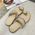 thumbnail image 4 of OAVQHLG3B Women's Sandals on Pineapple Pearl Rhinestone Thong Outside Wear Seaside Flat Beach Shoes Roman Slippers, 4 of 9