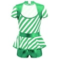 thumbnail image 2 of MSemis Kids Girls Christmas Candy Cane Santa Claus Gymnastic Leotard One Piece Biketard Green 16, 2 of 6