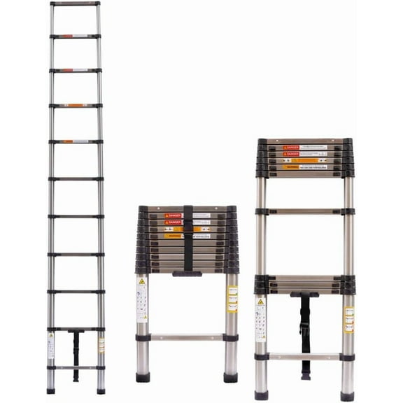 Telescoping Ladder Folding Step Ladder Multi-Purpose Stainless Steel 10.5FT/3.2M Collapsible Ladder Portable Folding Lightweight Ladder for Home/Building Maintenance