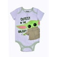 thumbnail image 2 of Disney Star Wars Short Sleeve Onesie with Cap, Mandalorian Baby Yoda Bodysuit, Romper Set, Size 12M White, 2 of 4