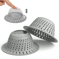 propuri  Bathtub Drain Hair Catcher, Silicone Collapsible Drain Protector for Pop-Up and Regular Drains of Shower, Bathtub, Tub, Bathroom, Sink,2 Pack  Gray