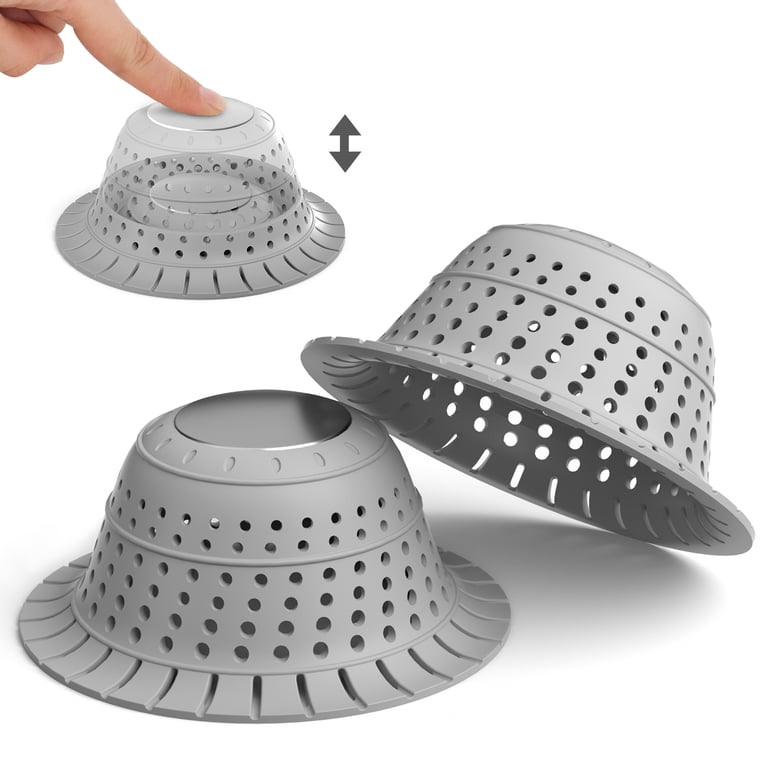 Propuri Bathtub Drain Hair Catcher, Silicone, 2-Pack Gray photo 1