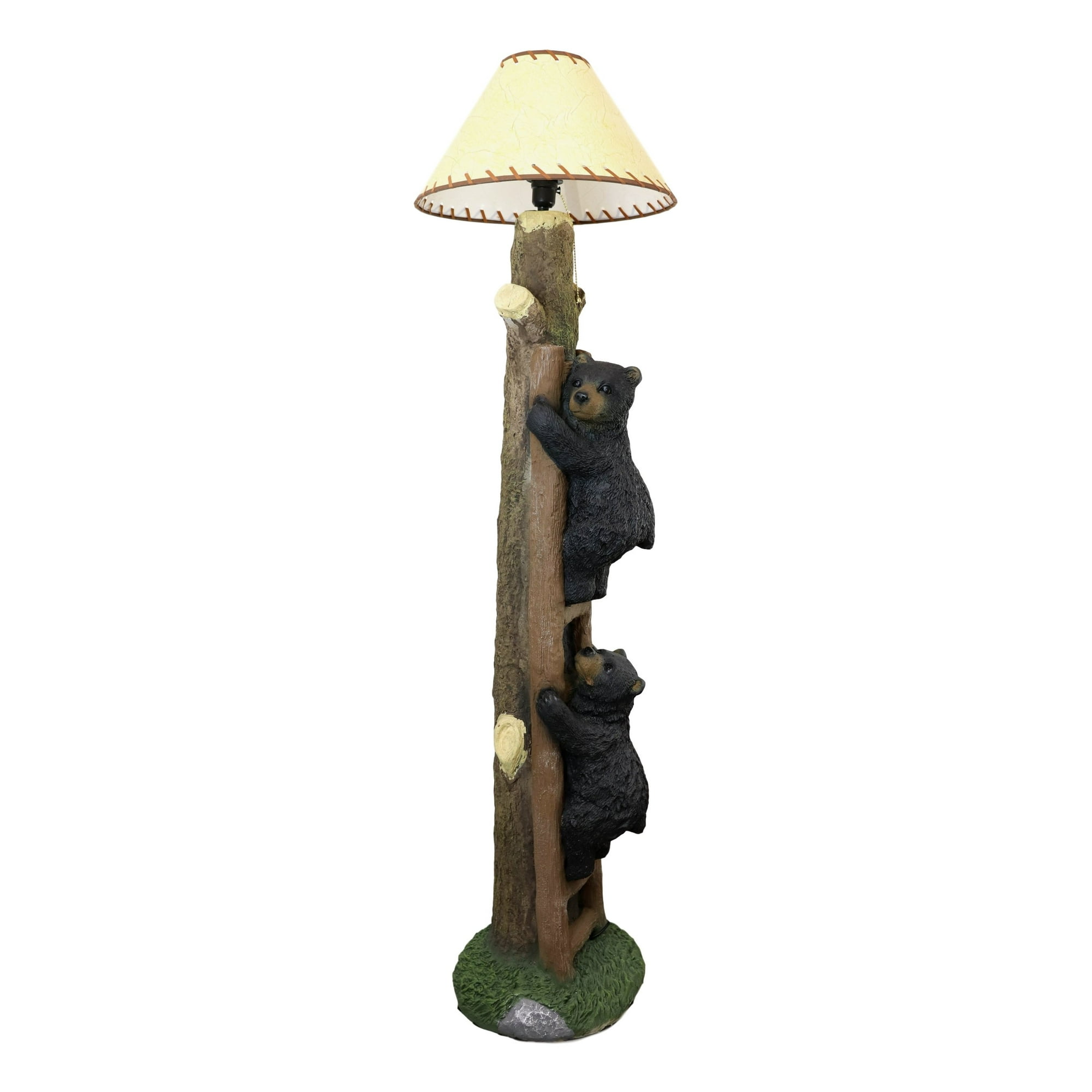 Rustic Black Bear Cubs Climbing Up Tree Ladder Standing Floor Lamp Statue 60 H Canada Rustic Black Bear Cubs Climbing Up Tree, Climbing Bear Floor Lamp