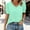 Green, variant on Business Casual Tops for Women Trendy New Women's Fashion Spring/Summer Clothing Solid Color Base T-Shirt Button Short Sleeve V-Neck Tops/Shirt Style B-85 Light Blue L