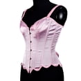 thumbnail image 3 of Women's Satin Plain Pure Bustier Top Burlesque Basque Shaper Boned Corset Plus Size Bridal Lingerie Lace up Overbust Ladies Gothic Casual Elegant Corsets Size SX-3XL, 3 of 7