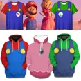 thumbnail image 2 of Ropa infantil con estampado creativo de Super Mario, sudadera informal de calle para hermano, sudadera deportiva para exteriores, sudadera con capucha para hermano de 2 a 14 años, 2 of 5