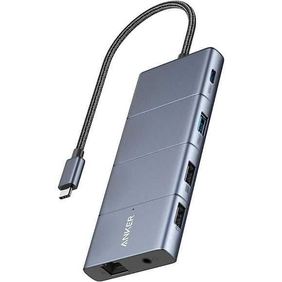 Anker USB C Hub, 565 11-in-1 Laptop Docking station, Dual Monitor Docking Station with 10 Gbps Data Port, 4K HDMI and DisplayPort, 100W Power Delivery, 1 Gbps Ethernet, SD Card R