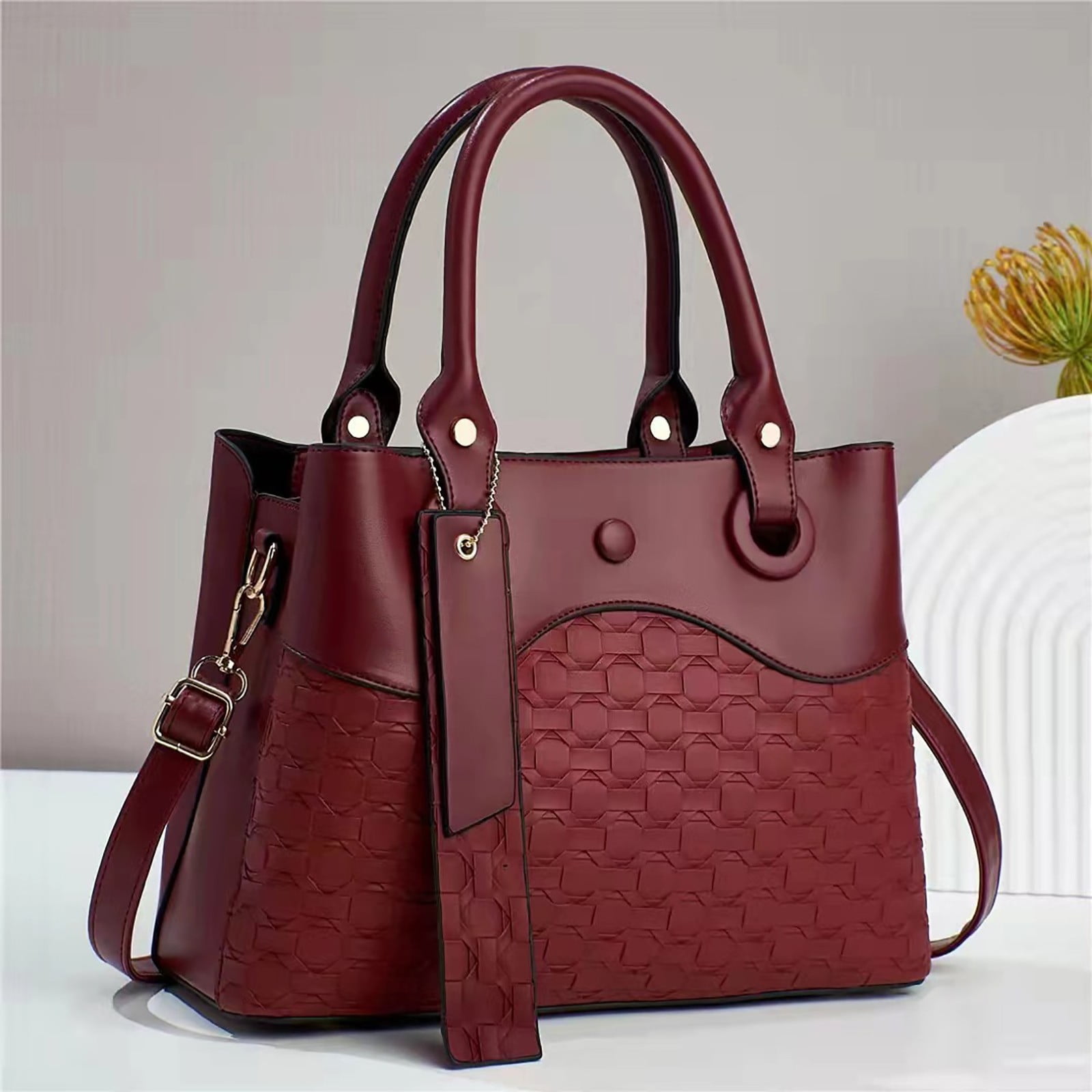 Medium Tote Bag for Women Purse Satchel Handbags PU Leather Top-handle with Adjustable Strap