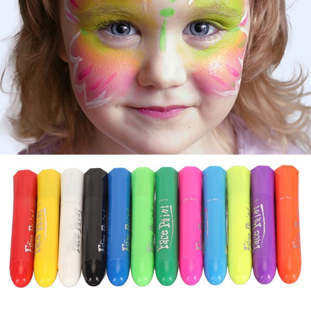 Face Paint Crayons, DIY Portable Washable Plastic And Pigment 12 Colors Face Paint Sticks Temporary For Party For Christmas
