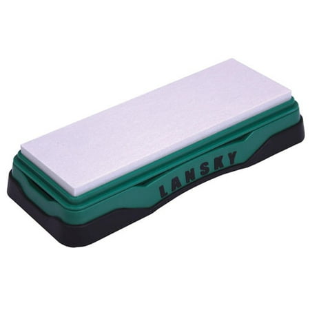 Hard Arkansas Sharpening Stone - Lansky LBS6H Natural Arkansas Sharpener Hard AR Stone Walnut Block