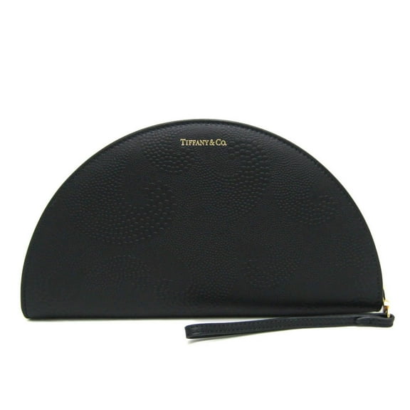 Pre-Owned Tiffany Half Moon Women,Men Leather Long Wallet (bi-fold) Black (Good)