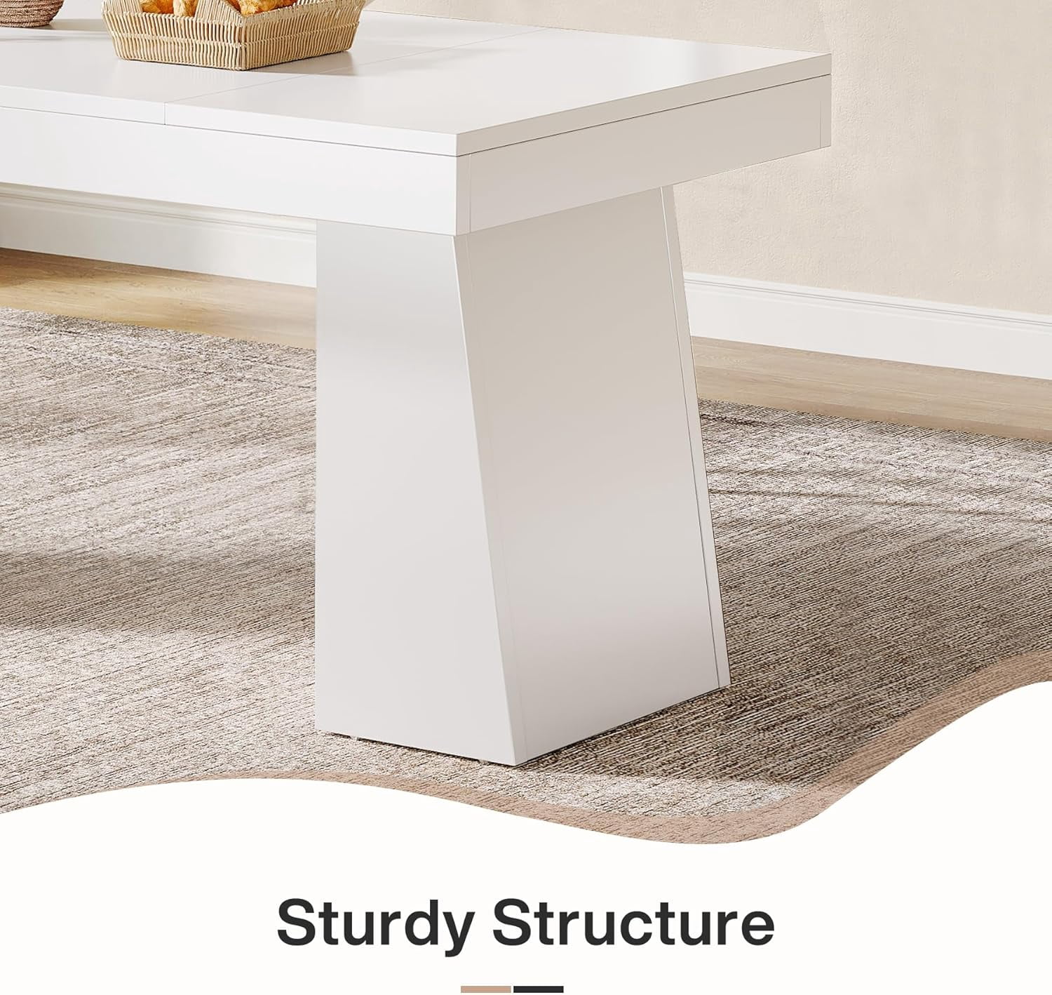 Tribesigns 55“ Dining Table for 4-6, Rectangular Wooden Dining Room Table, Kitchen Dinner Table, White