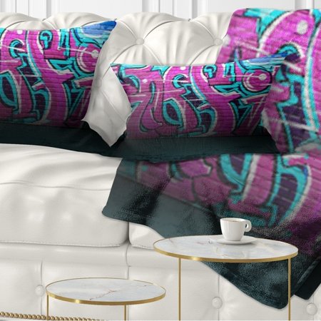 Design Art Designart Purple Graffiti Wall Street Art Throw