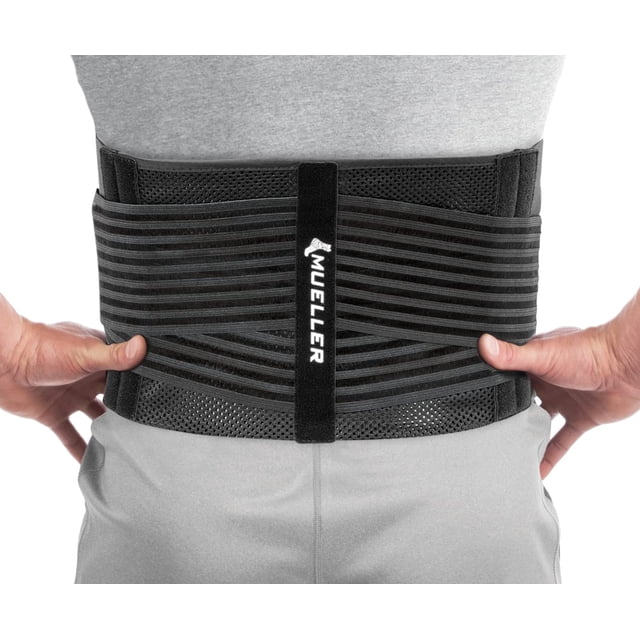 MUELLER Sports Medicine - Faja lumbar 4 en 1 con compresa fría y caliente, ideal para dolor lumbar superior e inferior, alivio y soporte para hombres y mujeres, distensiones, ciática y escoliosis, col