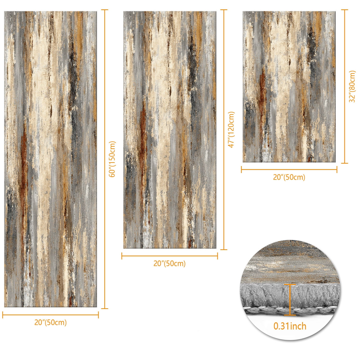 Three-Piece Kitchen Rug Set, Abstract Pattern Kitchen Hallway Rug, Soft And Comfortable, Suitable for Sinks, Floors, Entrances, Hallways, Bathrooms