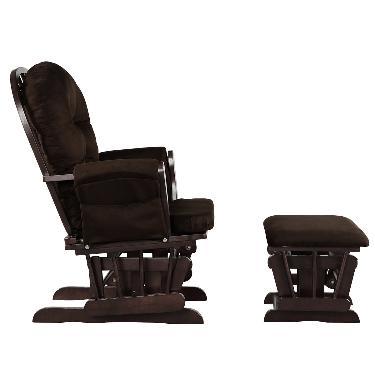 Topbuy Nursery Collection Kids Microfiber Glider Rocking Chair with Ottoman, Brown