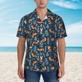 thumbnail image 2 of Honeii Playful Foxes Forest Blues Print Men’s Hawaiian Shirt,Classic Button-Down Short Sleeve Shirt, for Beach, Vacation, and Outdoor Activities,Small, 2 of 7