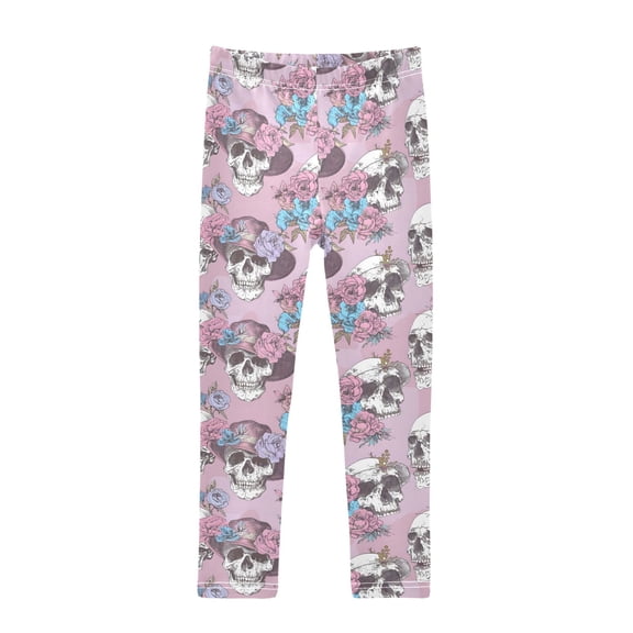 joogoo Girls' Leggings Skull with Floral Yoga Pants 6T