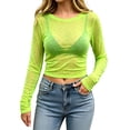 thumbnail image 2 of Women T Shirts Kelon Womens Mesh Layering Top Long Sleeve Shirts Mock Neck See Through Tee Shirt, 2XL, 2 of 4