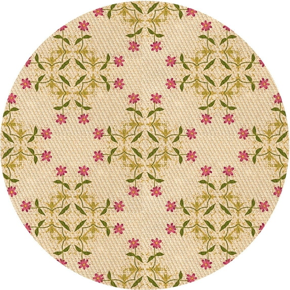 Ahgly Company Machine Washable Indoor Round Transitional Golden Blonde Gold Area Rugs, 4' Round