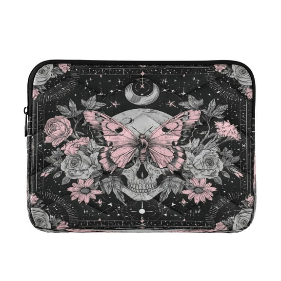 Quilted Laptop Sleeve for 13-16 Inch Laptops Protective Laptop Case Cover Lightweight Travel & Office Essentials Butterfly by Moon and Flowers