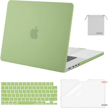 Mosiso New 4in1 Case for MacBook Pro 16 inch 2023 2022 2021 Release M3 A2991 M2 A2780 M1 A2485 Pro Max Chip, Plastic Hard Shell&Keyboard Skin&Screen Protector&Storage Bag, Avocado Green