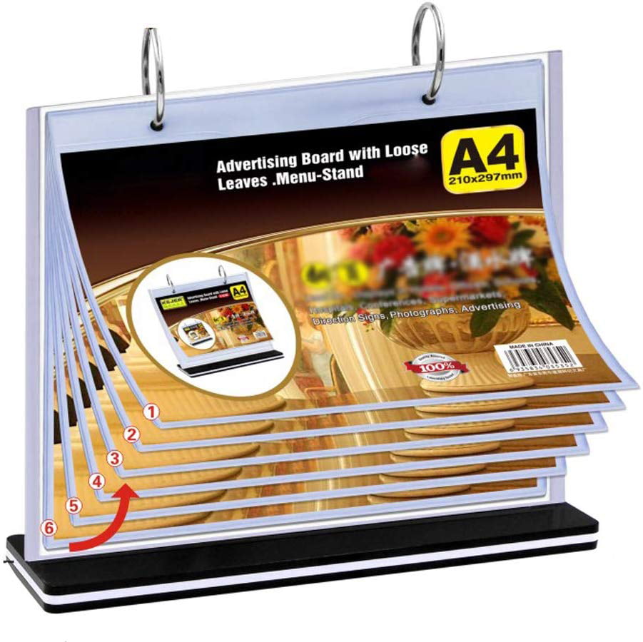 Porte-menu Support pour Menus LELADY Présentoirs de Table en Acrylique Transparent Format A4 1 pièce 