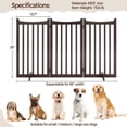thumbnail image 2 of Freestanding Pet Gate 3-Panel Wooden Dog Fence with 2 Support Feet Folding Dog Gate for Indoor, Stairs, Doorways, Halls, Kitchen Wooden Pet Barrier Espresso 36" H, 2 of 6