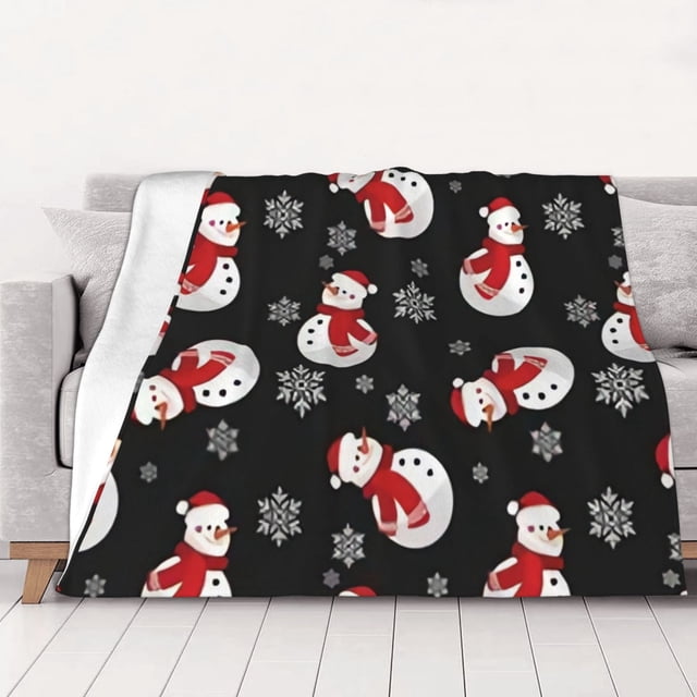 Manta polar con diseño de muñeco de nieve, muy suave y acogedora, para ropa de cama de hombre, mujer, ancianos y niños. Características: muy suave, 50 x 40 pulgadas.