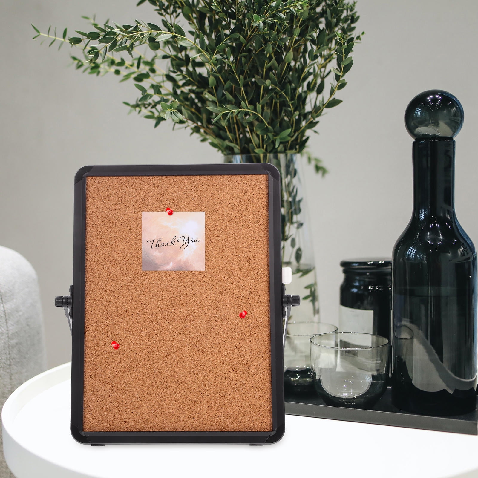 UPKOCH Small Cork Board for Desk Rectangular Softwood Modern Design 1Set