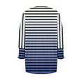 thumbnail image 6 of Women Striped T Shirts Smocked Cuffs 3/4 Sleeve Tops Round Neck Loose Casual Pullover Fall Summer Tees (2XL, Blue), 6 of 6