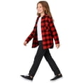 thumbnail image 3 of Tiijoy Girls Long Sleeve Button Up Shacket Casual Flannel Shirt Jacket, Red, Sizes 4-14, 3 of 5