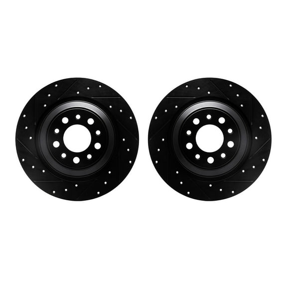 Dynamic Friction Company Rear Brake Rotors-Drilled and Slotted-Black 8002-42030