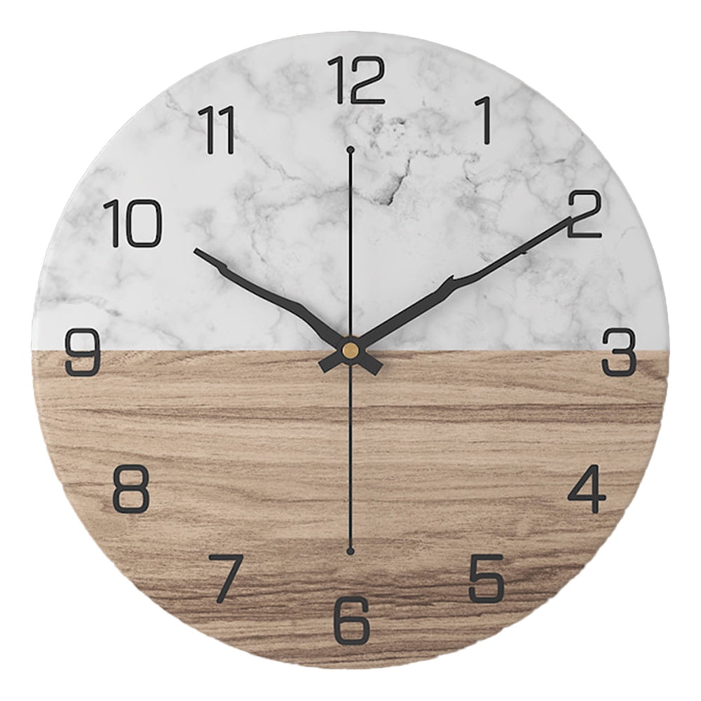Rustic Farmhouse Wooden Wall Clock Silent Non Ticking,Battery Operated Vintage Shabby Chic image