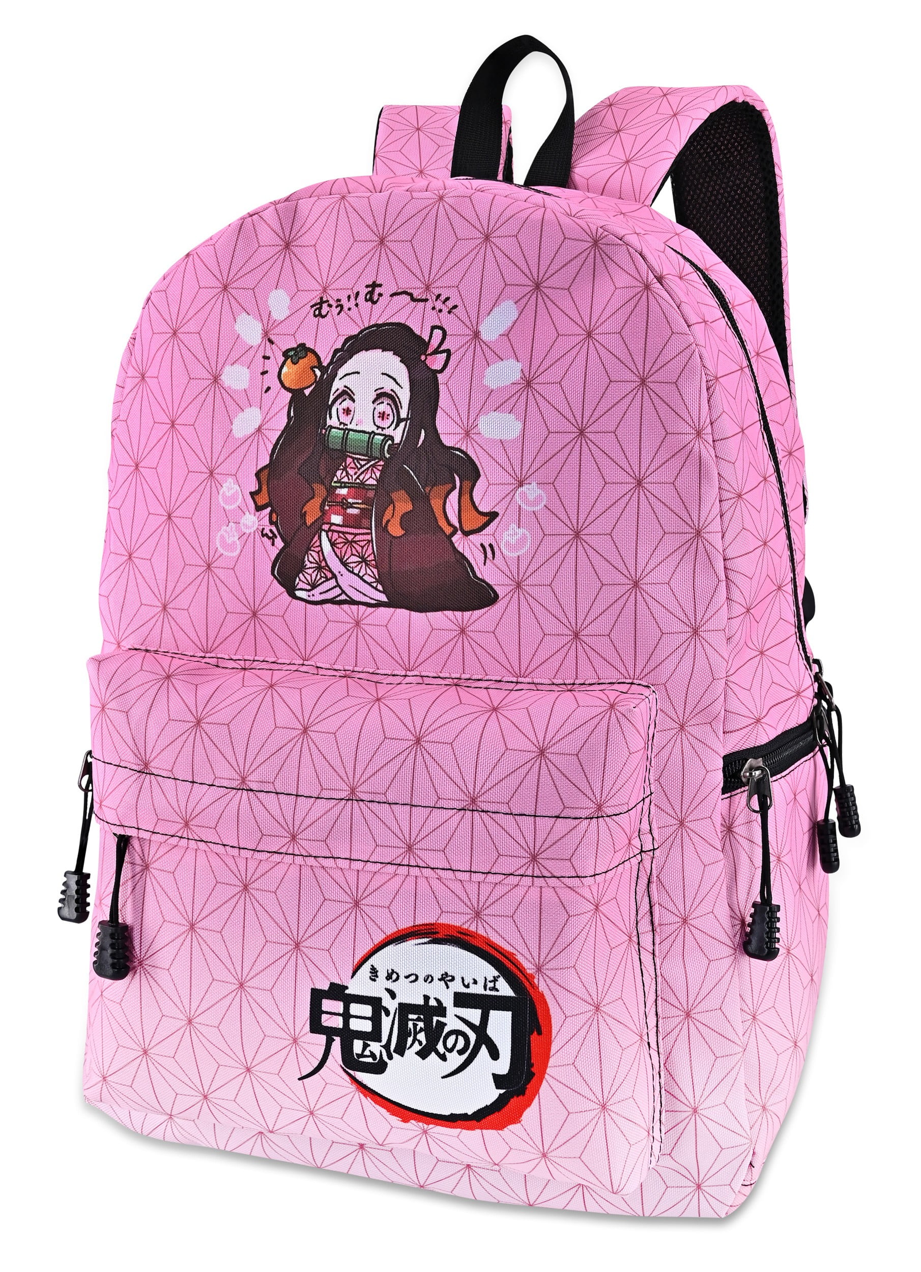 Roffatide Anime Demon Slayer Backpack Kamado Nezuko Pink Gradient School Bag Girls Laptop 0269