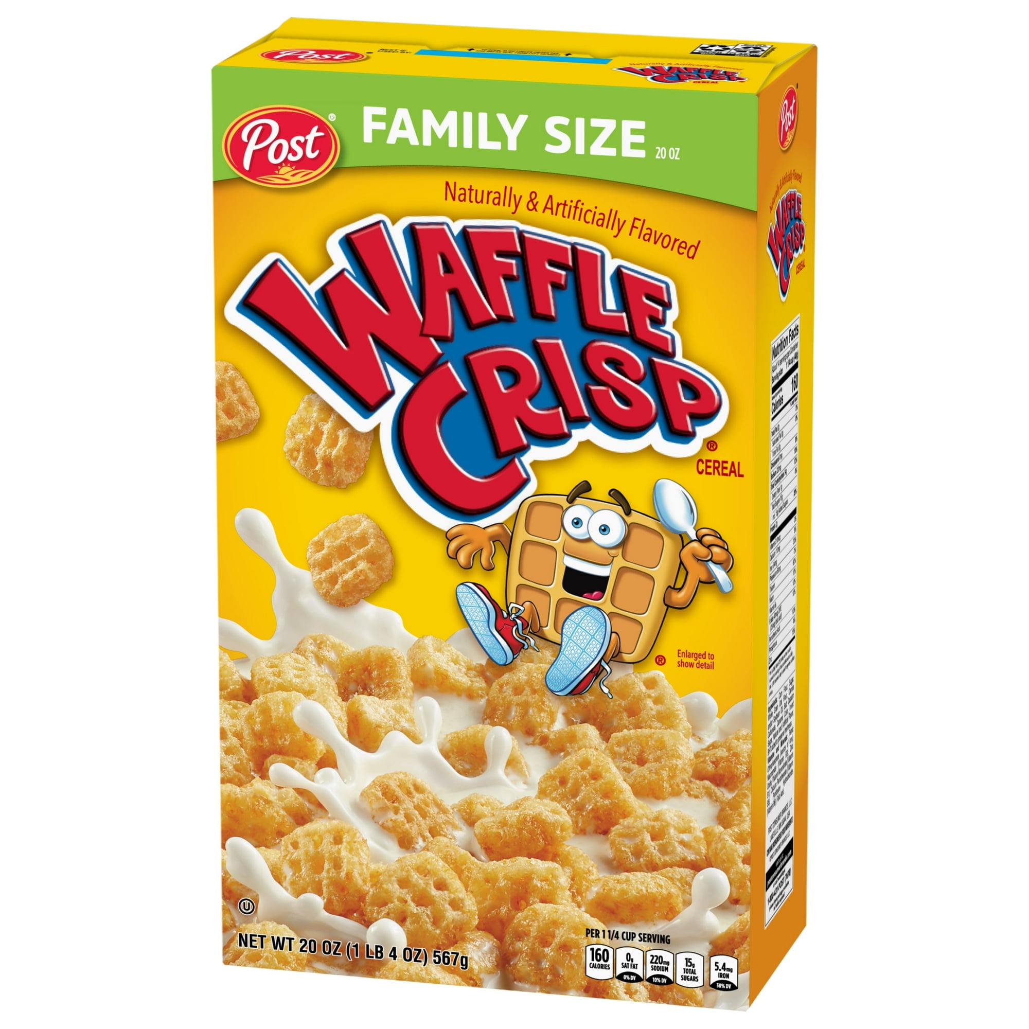 Post Waffle Crisp Breakfast Cereal, Sweetened Waffle Shaped Cereal, Crunchy 20 oz (Pack 4)