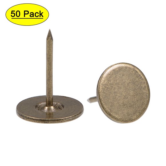 Uxcell 0.63''x0.79'' Clavos de Cabeza Plana para Muebles Tono Bronce Clavos de Tapicería 40 Paquete