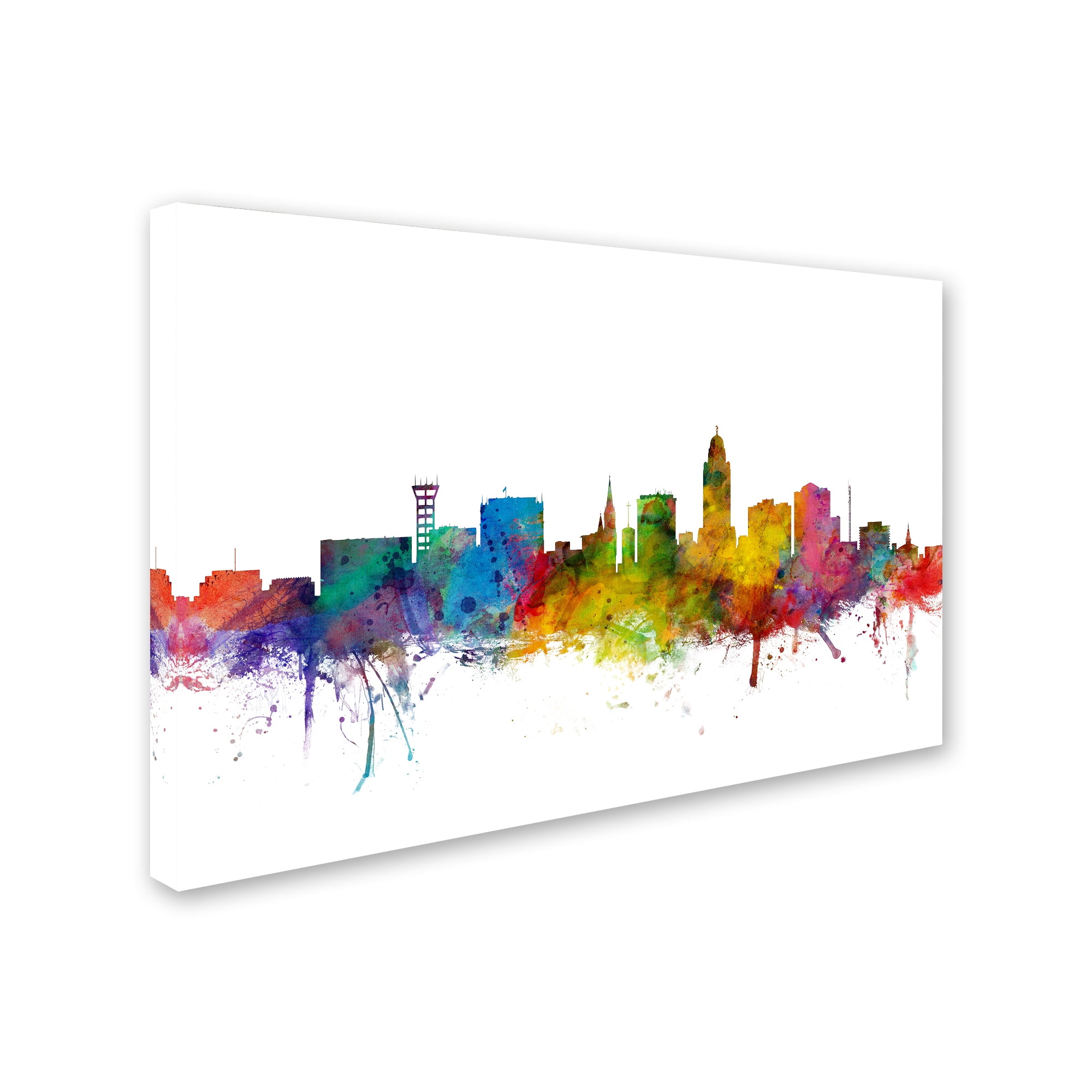 Trademark Fine Art "Lincoln Nebraska Skyline" Canvas Art by Michael Tompsett