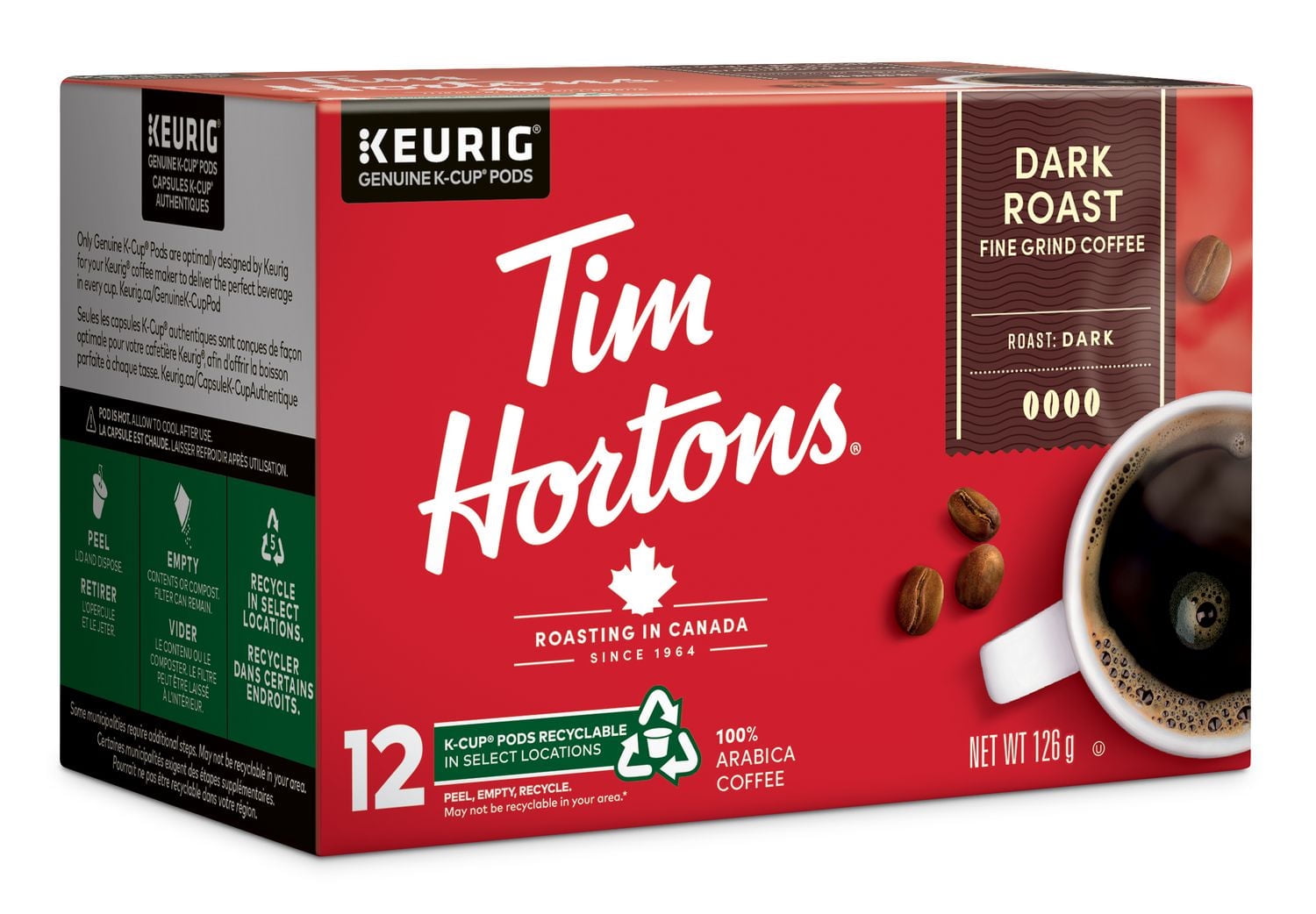 Tim Hortons Café torréfaction foncée Keurig Capsule K-Cup 12ct