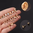 thumbnail image 1 of Pendientes de acero de titanio de 16 g con gemas gruesas, pendientes de moda con circonitas para perforación de hueso de oreja y uña, 1 of 1