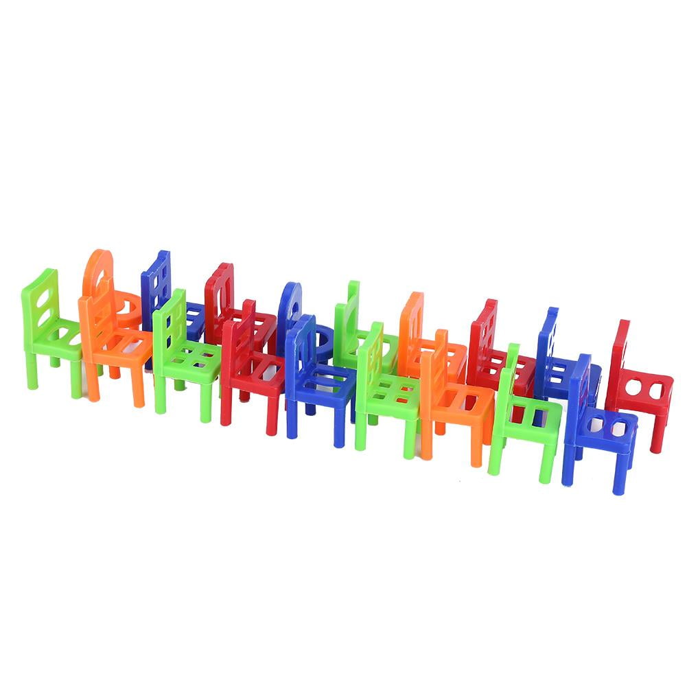 Tebru 18pcs/ Set Mini Stacking Plastic Chair Toy Learning Intelligent
