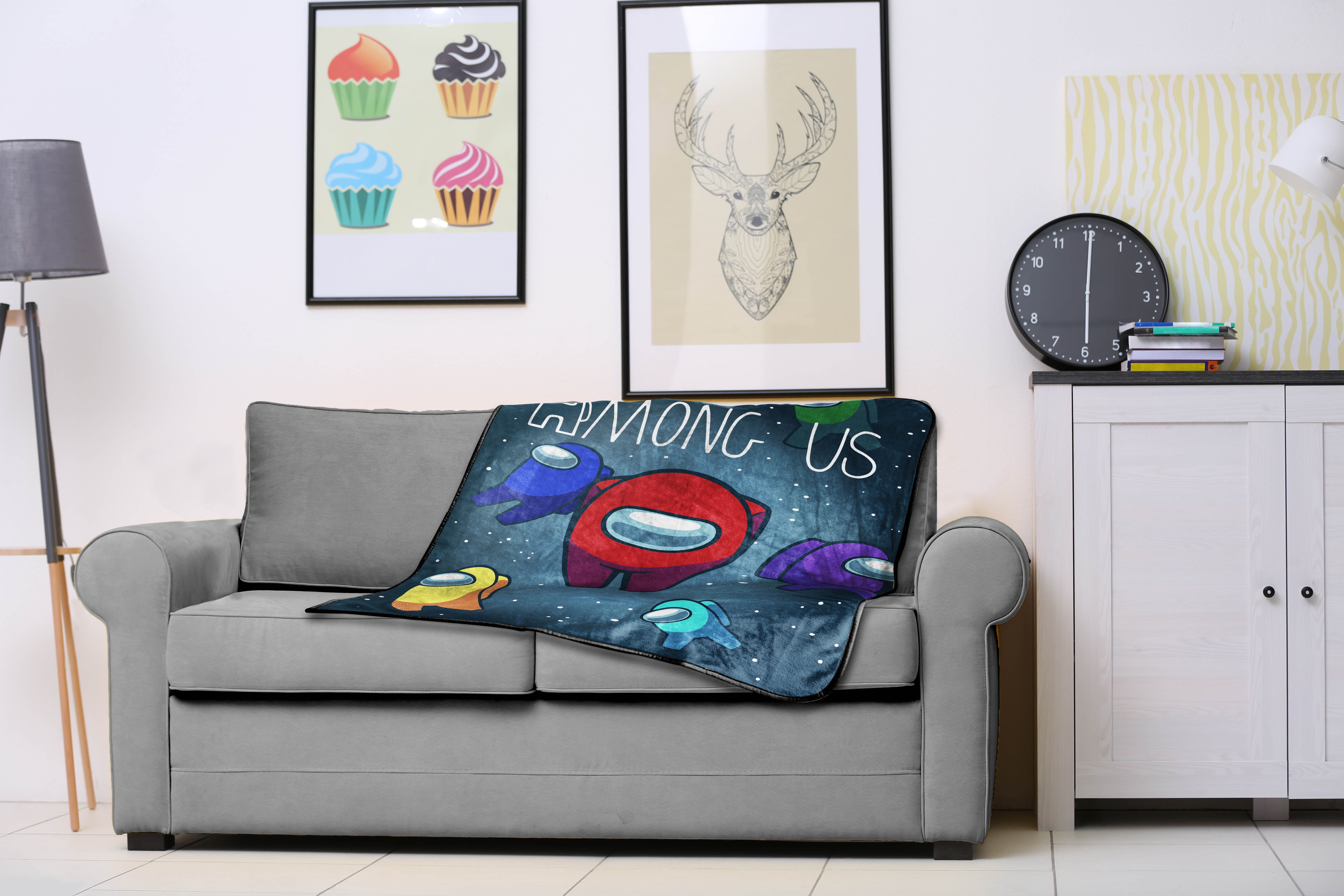 Among Us Crewmates Kids Throw 46 x 60 Microfiber Black Innersloth Gaming Bedding