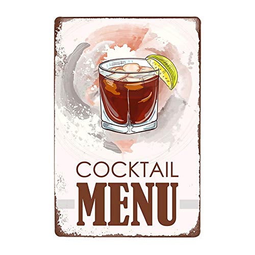 Size: 16" x 12" Various Cocktail Menu Retro Metal Tin Signs Kitchen Restaurant Poster Pub Bar Club Wall Decor Vintage Tin Sign