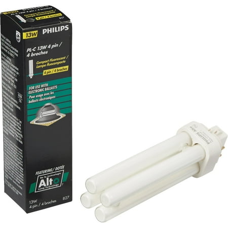 - Philips Lighting 383257 Dimmable PL-C Linear Compact Fluorescent Lamp 13 Watt 4-Pin G24q-1 Base 925 Lumens 82 CRI 2700K Incandescent White Alto