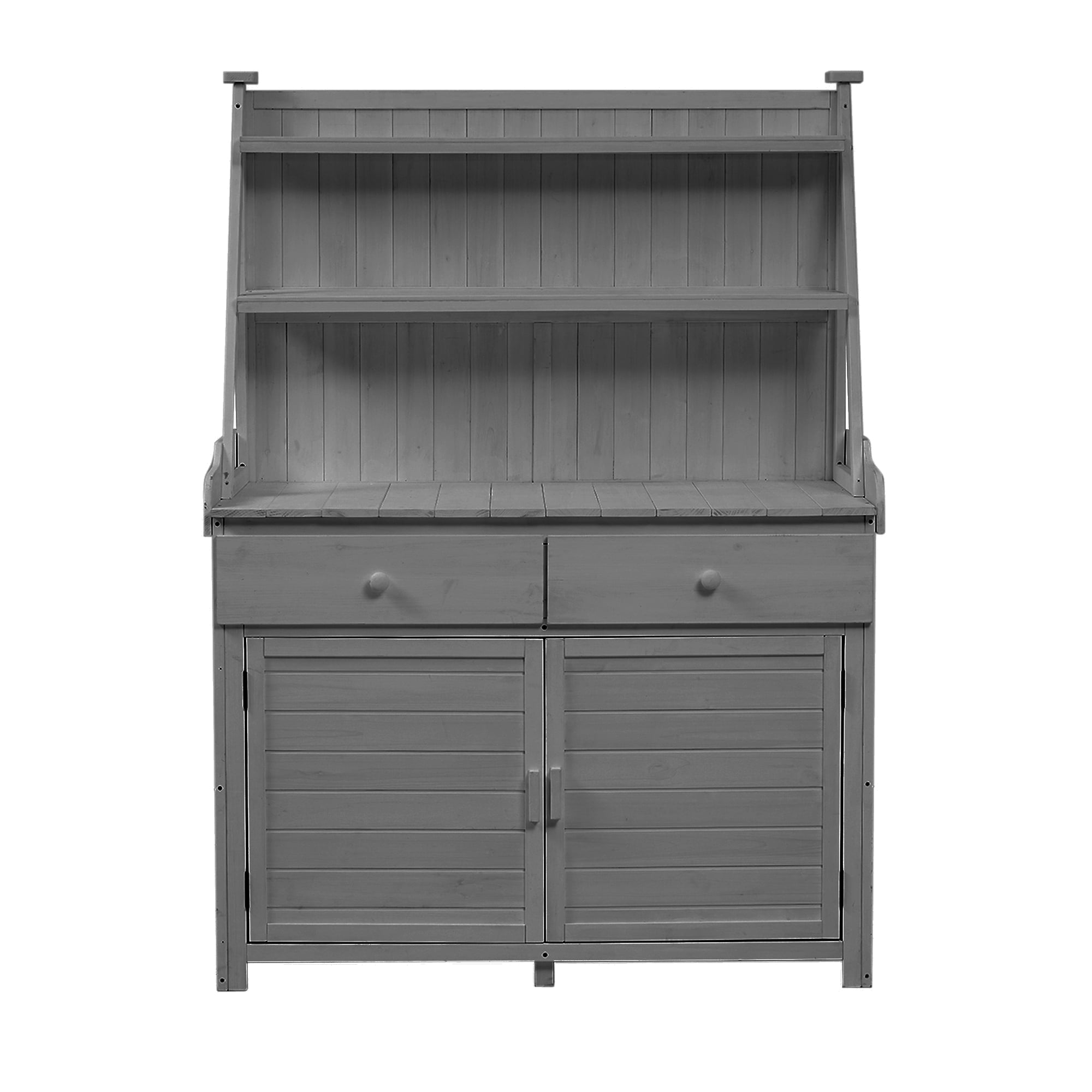 MAYEERTY 65" Garden Potting Bench Table – Rustic Fir Wood Workstation with Storage Shelf, Drawers, and Cabinet