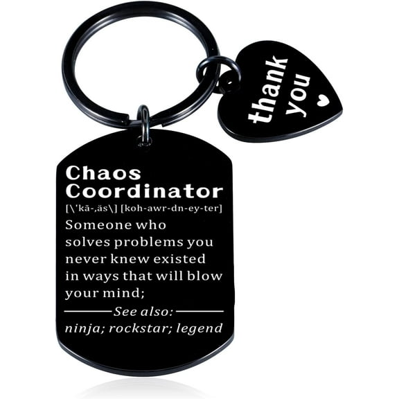 Chaos Coordinator Gift for Women Men Boss Day Gifts for Women Thank You Keychain for Boss Coworker Meaningful Christmas Birthday Thanksgiving Gift for Colleague Retirement Leaving Gift for Manager