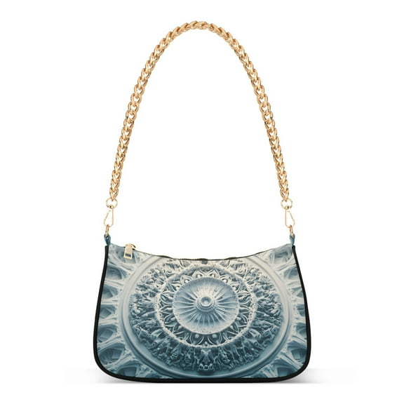 Ryvnso Mandala Blue Artistic Womens Chain Shoulder Bag Tote Handbags Clutch Hobo Purse with Zipper for Travel