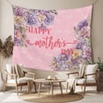 thumbnail image 2 of Happy Mother's Day Tapestry for Bedroom Wall Hanging Tapestry, Pink Love Heart Purple Spring Floral Ceiling Backdrop Tapestries Poster Blanket Wall Decor for Teens Room Living Room Dorm 59" x 79", 2 of 8